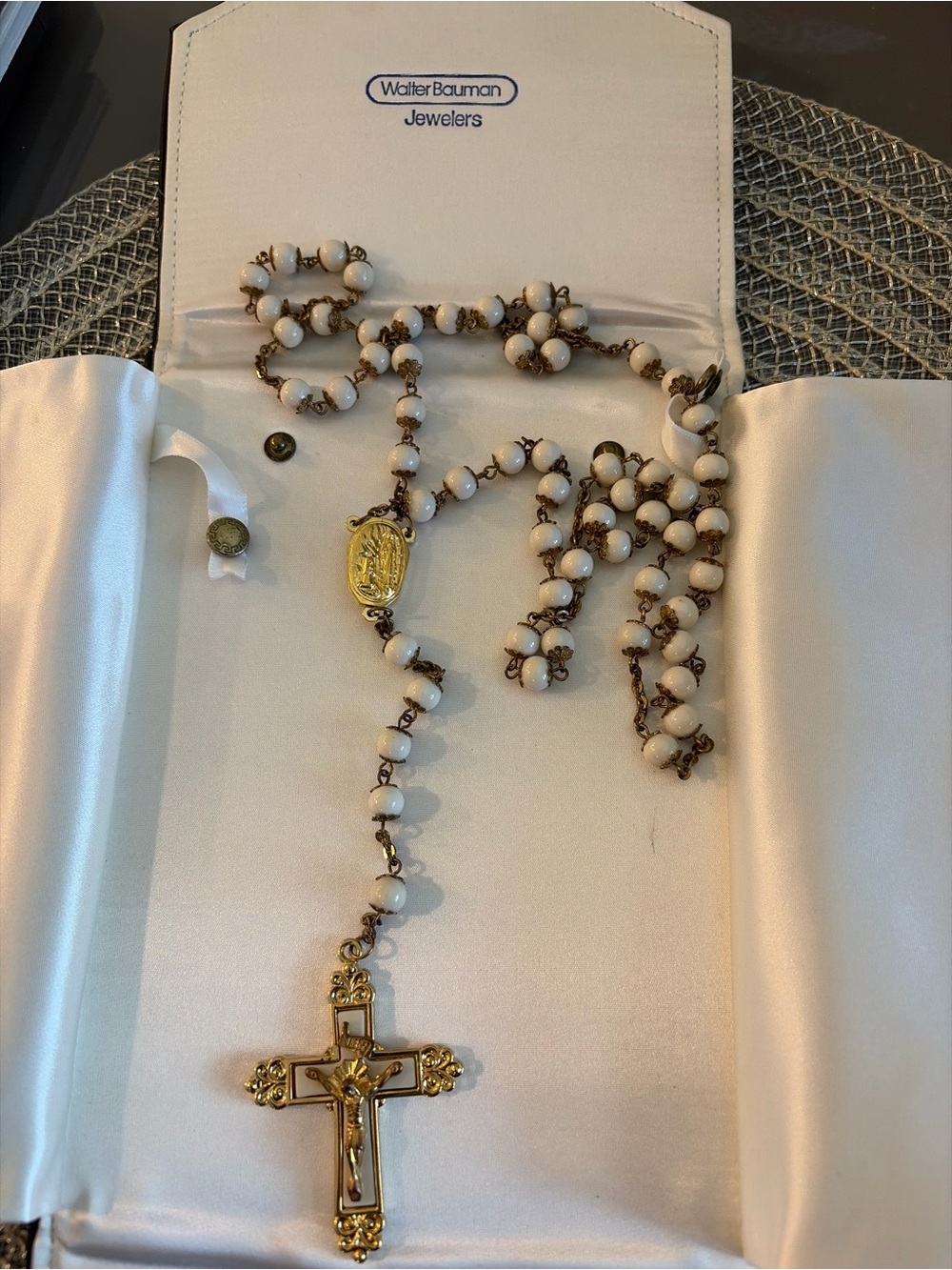 Lenox Rosary Beads with Gold style Crucifix